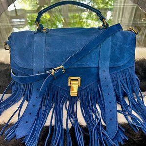 Proenza Schouler PS1 Fringe Satchel Bag, Blue